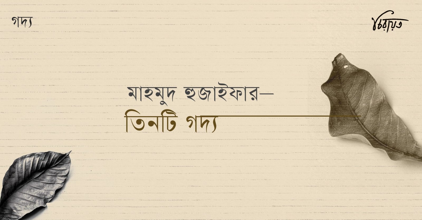 মাহমুদ হুজাইফার তিনটি গদ্য